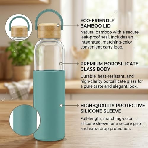Image of Giftana Personalized Borosilicate Bottle 500ml with Handle - Green