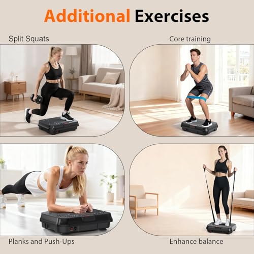 Image of Vibration Plate Exercise Machine for Lymphatic Drainage | 400Lbs Capacity Vibration Platform Machine with 4Resistance Bands, 250-Speed Setting for Leg Massage, Fat Burning&Weight Loss