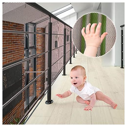 XiYee Malla De Seguridad para Escaleras, 3 Metros Red de Seguridad para Balcones, Red de Seguridad para Niños, Redes De Protección de Las Escaleras Balcón, Malla Tejida para Escaleras (Black)