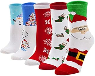 Womens Funny Socks Christmas Gifts: Cute Animal Socks Ladies Cotton Funky Cartoon Novelty Socks Santa Xmas Presents Ideas, 2/3/5 Pairs