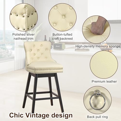Image of Beige Swivel Bar Stools Set of 6, 30 Inch Counter Height Chairs