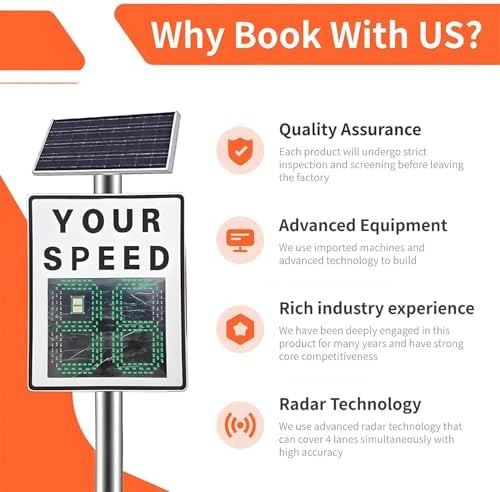 Solar Powered Radar Speed Display Sign, LED Speed Limit Feedback Sign with Remote Control, 20"x27" for Traffic Control, Improve Road Safety, Weather Resistant