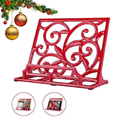 Vintage Cookbook Stand Cast Iron, Decorative Metal Cookbook Recipe Holder for Cookbooks or