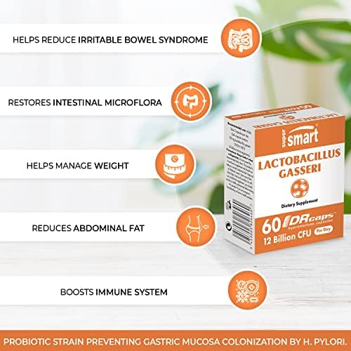 Supersmart - Lactobacillus Gasseri 200 mg - 6 Billion Micro-Organisms (CFU) Per Day - Restores The Balance of intestinal Microflora - Probiotic Strain | Non-GMO & Gluten Free - 60 Dr Capsules 2 Supersmart - Lactobacillus Gasseri 200 mg - 6 Billion Micro-Organisms (CFU) Per Day - Restores The Balance of intestinal Microflora - Probiotic Strain | Non-GMO & Gluten Free - 60 Dr Capsules