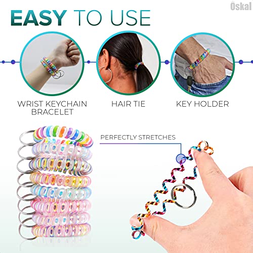 10 Pcs Spring Coil Bracelet Wrist Coil Keychain Plastic Spiral Keychain Coil Bracelet - Metal Key Ring Bracelet Holder Key Chain Colorful Spiral Wrist Coil Key Chain For Gym, Pool, Outdoor, Sports. #TOP2