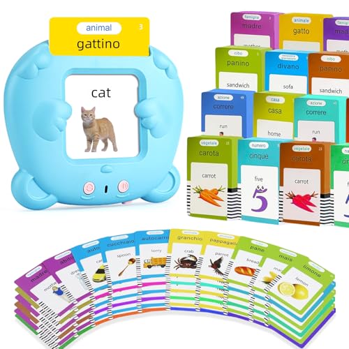 AHJ Sprechende Lernkarten Italienisch, Kinder Lernkarten Italienisch mit 255 Blätter 510 Wörter, Interaktives Sprachspiele Italienisch, Nur Italienisch/Nur Englisch/Oder Beides Lernspielzeug