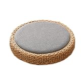NINHFTDROU Tessuto Rotondo Cuscino da Pavimento Rotondo Cuscino da Seduta Tatami Cuscino da Pavimento Cuscino in Tessuto di Paglia Cuscino da Seduta Piatto in Paglia Tappetino Yoga