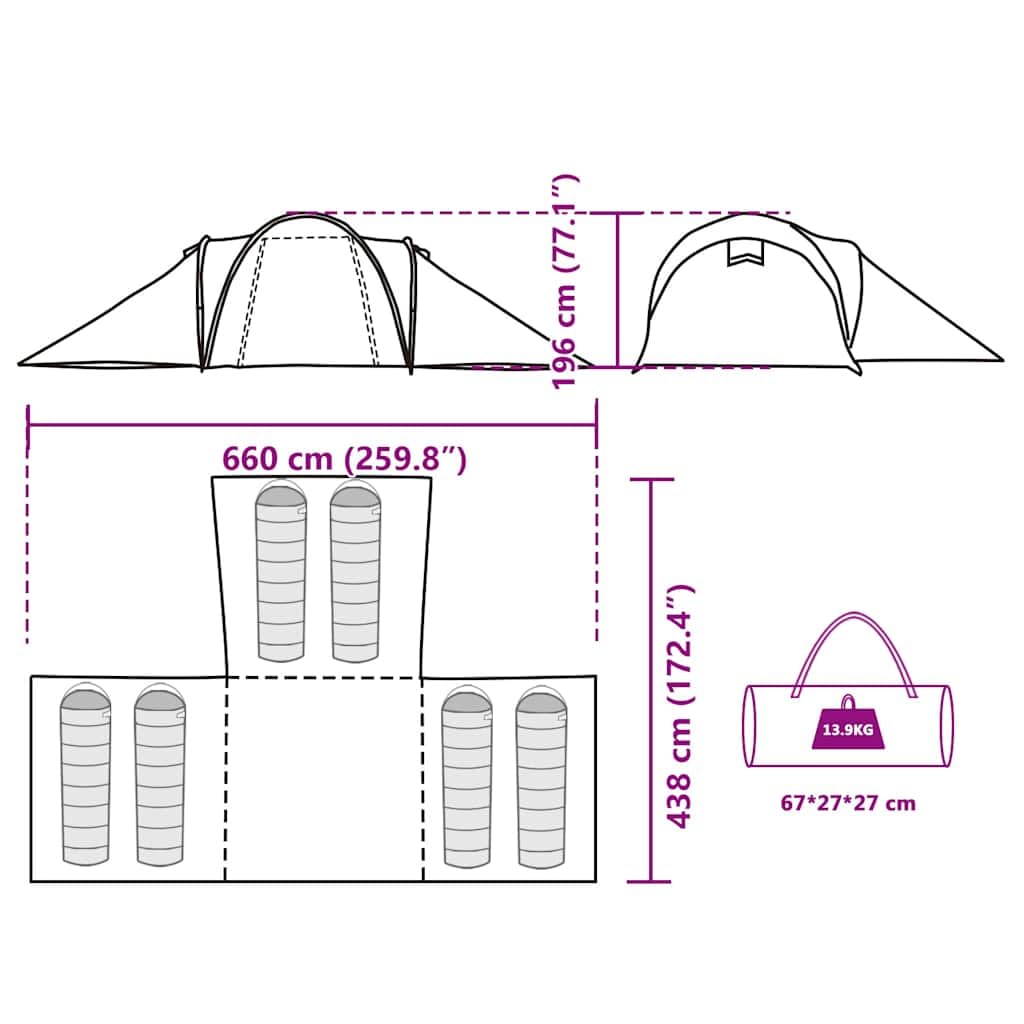 Tenda familiare a cupola, verde, tenda da campeggio impermeabile con attacco elettrico, cabine, facile da montare, con borsa per il trasporto, per esterni, escursioni, festival, trekking