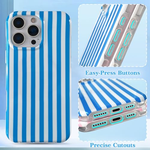 Coque iPhone 16 Pro Max MagSafe à rayures verticales bleu en TPU - 6
