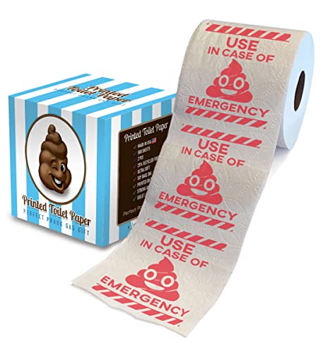 Printed TP Use in Case of Emergency Printed Toilet Paper Gift – Funny Toilet Paper Roll For Prank, Surprise, Bathroom Decor, Novelty Gift For Men, Women, Friends, Birthday Party - 500 Sheets