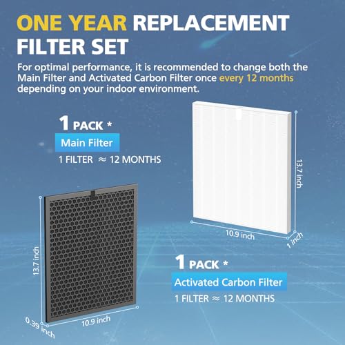 Image of 5510 5520 5530 Filter Q For WINIX 5510 5520 5530 Air Purifier Filter Replacement 1712-0123-00 For Large Room, 1 H13 True HEPA Filters & 1 Activated Carbon, 1+1 Pack