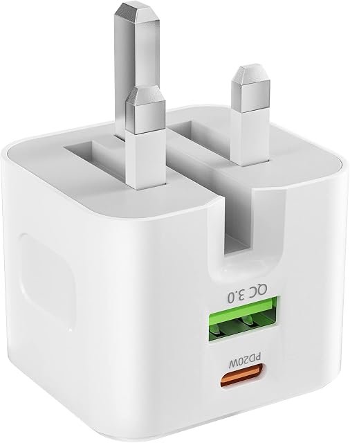 20W USB C PD3.0 Charger, USB C Fast Charger Plug, Foldable Wall Chargers Mains Charger Adapter Compatible with iPhone 13 Pro Max, iPhone SE 3, iPad Air 5, iPad Mini 6, Galaxy S22/S21/A52s, AirPods Pro