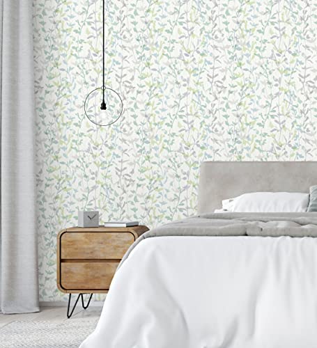Papier peint vinyle lavable branches feuilles pour cuisine et bain - 6