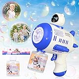 kramow Pistola de Burbujas para Niños, Máquina Pompas Jabón con Líquido de Burbujas 80ML, con Luces, Juguetes al Aire Libre Regalo para Niños Niñas Exterior Verano Fiesta Boda Cumpleaños, Azul