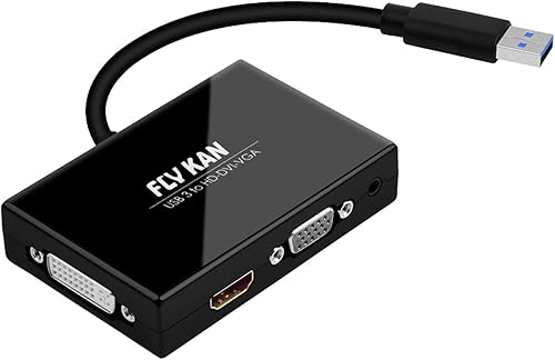 Adaptador de tarjeta gráfica externa de video USB 3.0 a HDMI-DVI-VGA para múltiples monitores/computadora portátil- Añadir adaptador HDMI y DVI-D