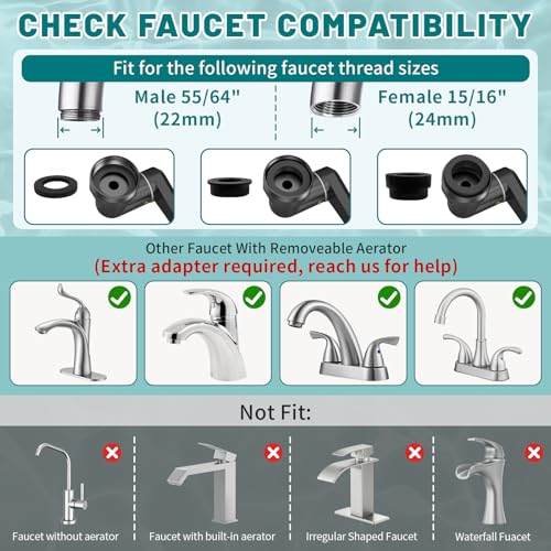 Image of CECEFIN 1440 Rotating-Faucet-Extender Sink Aerator - 1080+360 Large-Angle Splash Tap Extension with 2 Water Outlet, Swivel Multifunctional Robotic Arm for Kitchen /Bathroom, Black