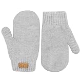 Jan & Jul Fleece Lined Knit Mittens, Winter Baby Mittens for Boys and Girls (Soft Grey, Size M)