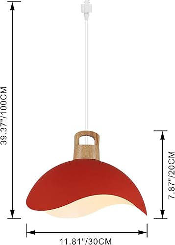 Miniatura 2 de Kiven Luces de riel tipo H, E26 montadas en pista de 1 luz, estilo nórdico simple, madera de macarrón, lámpara de media luna colgante en forma de