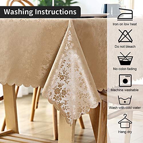 Image of Smiry Rectangle Table Cloth, Waterproof Heavy Duty Vinyl Tablecloths, Wipeable Washable Table Cover for Kitchen and Dining Room (Brown, 54 inch X 108 inch)