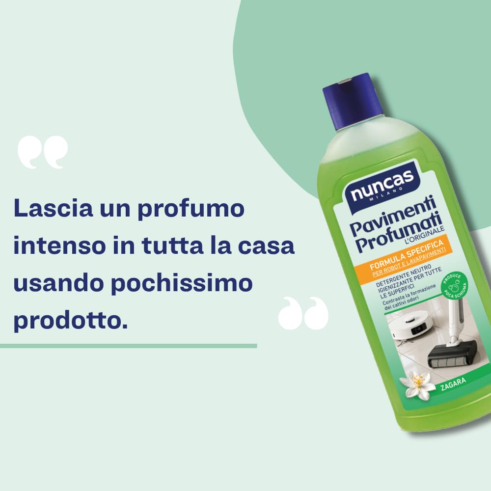 Nuncas Pavimenti Profumati Detergente Pavimenti - Formula Specifica per Robot e Lavapavimenti - Zagara - Multipack - Confezione da 3 x 500 ml