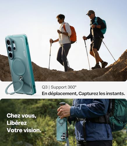 Image of TORRAS 360 Ostand Q3 Air for Samsung S26 ultra case - Real Airbag Shockproof Protection, Strong Magnetic for MagSafe, 12FT Military Drop Tested for Samsung Galaxy S26 ultra Glacier Blue