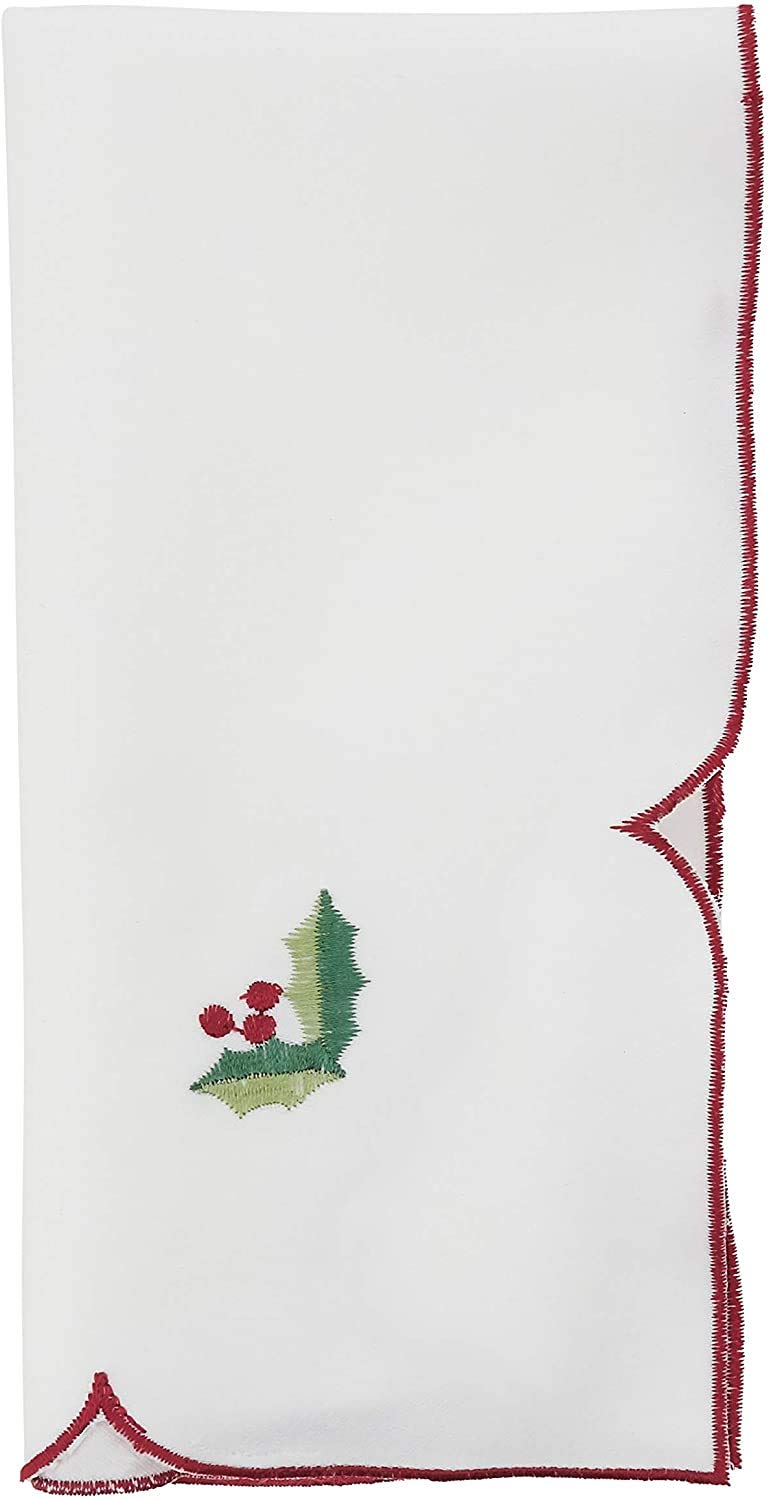 Fennco Styles Embroidered Holiday Ornament Christmas Cloth Napkins 20