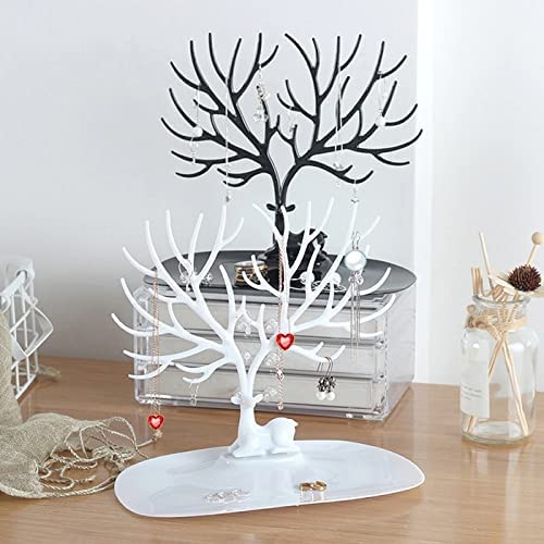 Deer Tree Stand|Plastic Key Holder|Creative Sika Deer Tree Organizer for Sunglasses|Keys|Wallet (Black & White)
