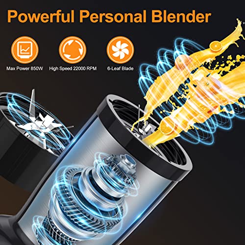 Oseym 19-In-1 Bullet Blender, Personal Blender For Shakes And Smoothies, 850W Smoothie Blender With 2 * 20 Oz & 1 * 10 Oz To-Go Cups, Easy To Clean, Bpa-Free (Silver-Black) #TOP1