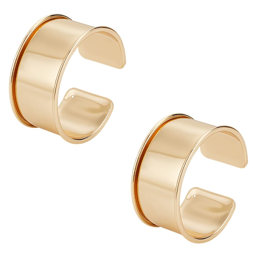 UNICRAFTALE 2 Stuks Gegroefde Armbanden Brede Open Band Roségoud Verstelbare Wikkelarmband Punk Stijl Voor Leer Of Stenen Inleg 1-3/8 Inch