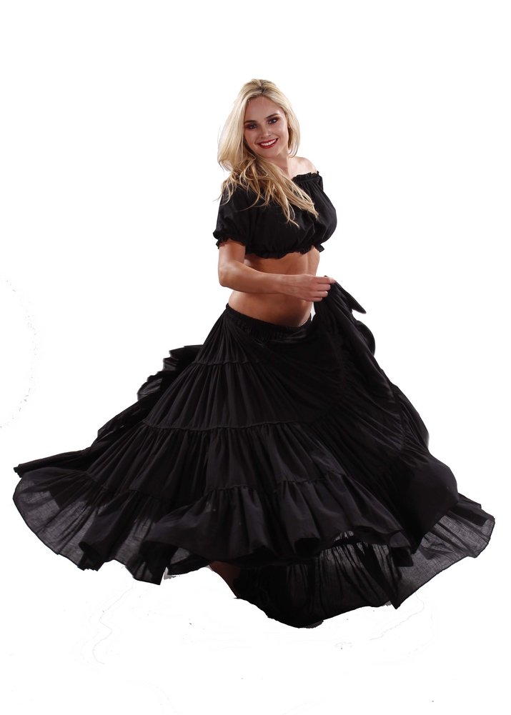 Belly Dance Tribal Cotton 25 Yard Skirt | Fiery Frills, Black