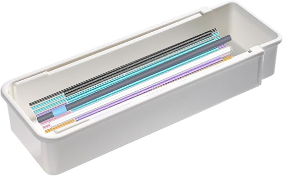 Expandable Straw Organizer Drawer,Extra Long Straw Storage Holder,Reusable Dispenser Container for Cabinet Kitchen