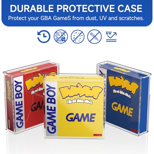 Image of Clear Acrylic Game Box Protector for GB GBC GBA Games | 3MM Thick Acrylic Display Case with Wall Mount, Compatible with Game Boy, Game Boy Color & Gameboy Advance Game Box, 1 Pack