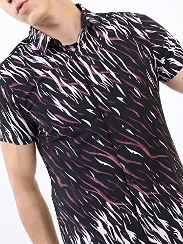 Image of KETCH Men's Cotton Slim Fit Printed Half Sleeve Shirt