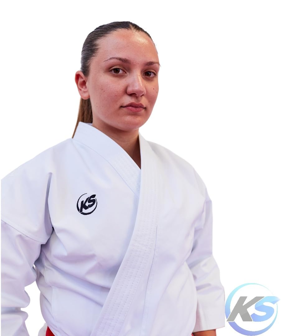 Divisa Karate Karategi Kata Pro - Kimono da Competizione 300 g/m² con Rinforzi - Ideale per Kata e Gare - Bianco Premium