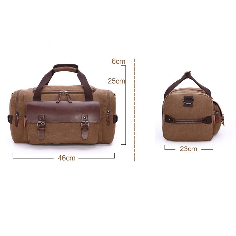 Hombre Plegable Bolsa Viaje Bolsa de Mano Equipaje Equipado Weekender Deporte Nocturno Duffle Mujere Bolsa Viaje Lona Gran tamaño Bolso del Fin de Semana con Decoración Cuero
