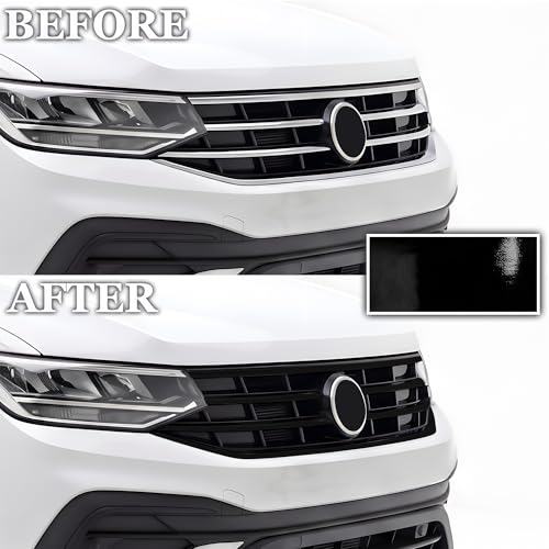 Image of BOGAR TECH DESIGNS for Volkswagen Tiguan 2022-2024 Front Chrome Delete - Precut Vinyl Overlay Kit, Gloss Black Blackout Trim