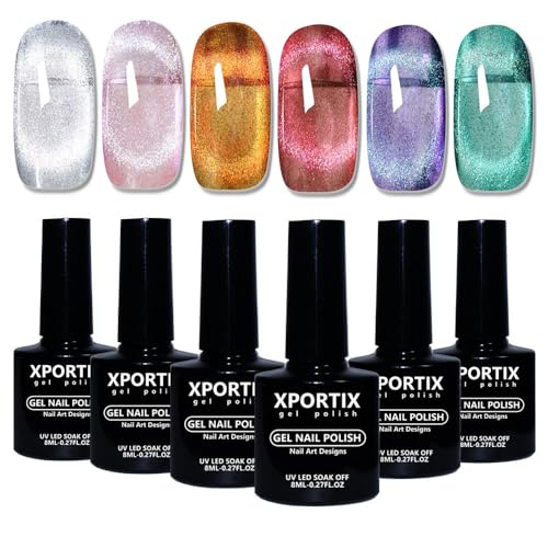 Set de 6 esmaltes de uñas gel magnéticos Cat Eye miniatura 1