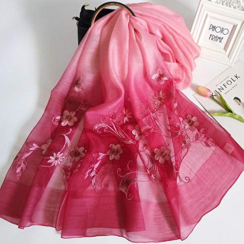 Écharpe femme soie sauvage mûrier brodée grand châle long double usage automne hiver