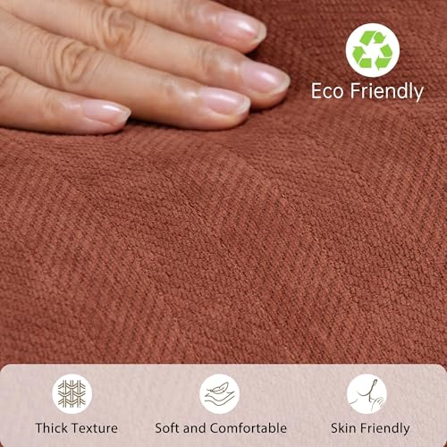 Image of ZWJD Rust Throw Pillow Covers 18x18 Set of 2 Chenille Fall Pillow Covers with Elegant Design Soft and Luxurious Decorative Throw Pillows for Couch, Bed, and Home Decor