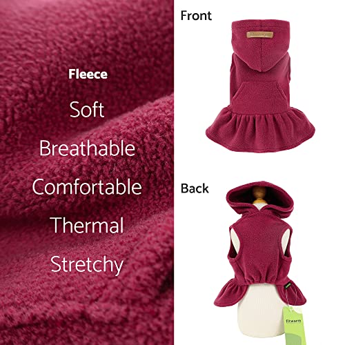Fitwarm Fleece Dog Hoodie Dress, Vest Sweaters, Dog Clothes For Small Dogs Girl, Thermal Cat Apparel, Burgundy Red, Small #TOP5