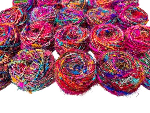 Maker's Craft Hand Spun Recycled Sari Silk Yarn...