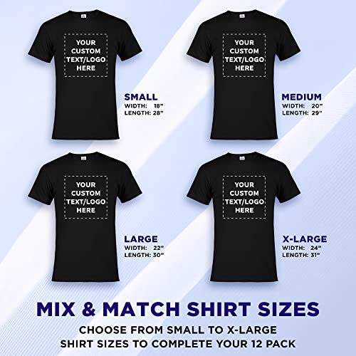 DISCOUNT PROMOS Custom Delta Apparel T-Shirts Set of 12, Personalized Bulk Pack - Comfortable Fit, Casual Occasions, Unisex, Black