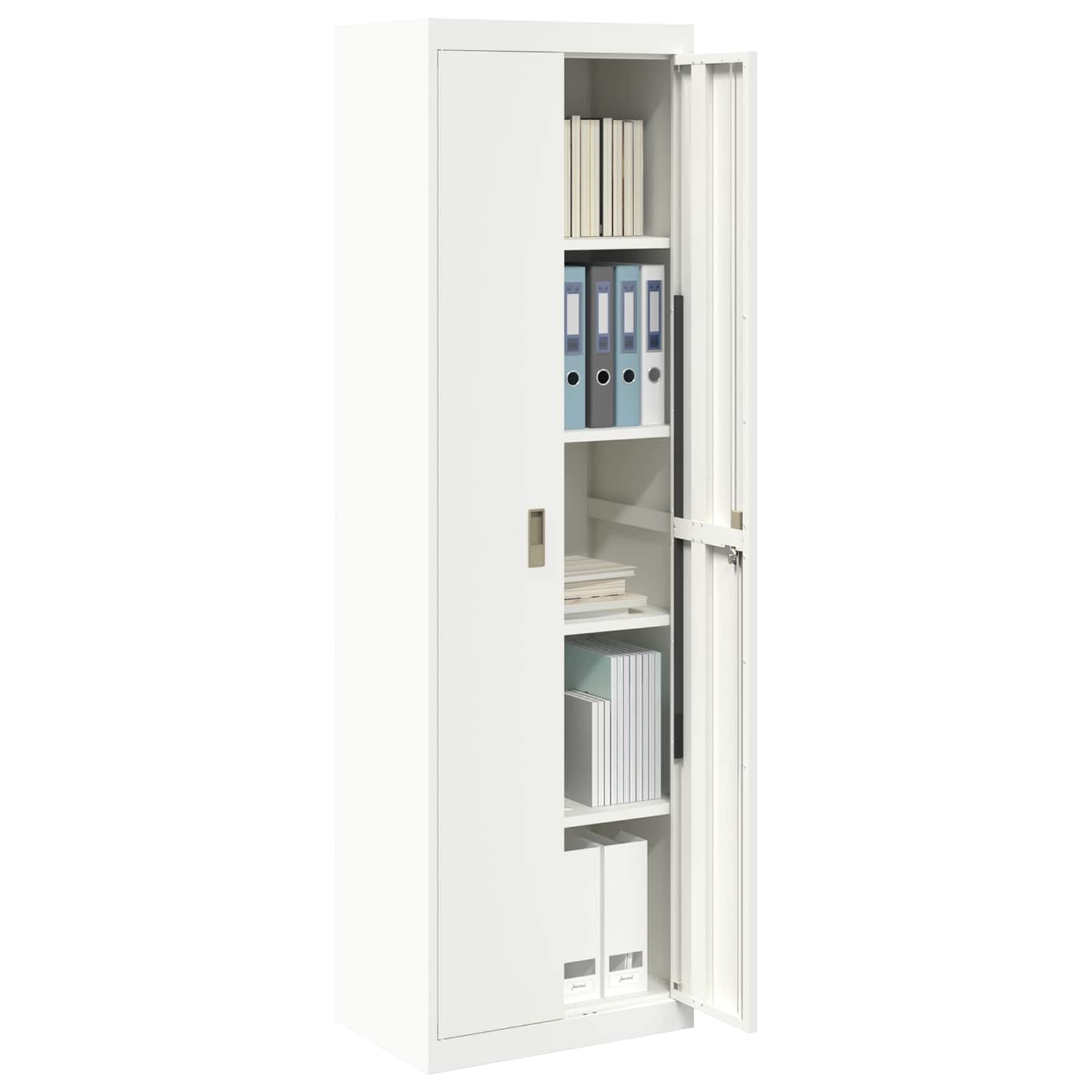 vidaXL Aufbewahrungsschrank Weiß 60 x 40 x 200 cm Stahl, Industrieller moderner Büroschrank, freistehende abschließbare Aufbewahrungslösung, robuster Stahl-Organizer, geräumige und sichere Einheit