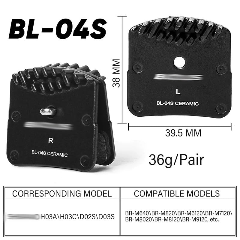 Pastillas de freno de disco de cerámica para bicicleta, pastillas de freno hidráulicas compatibles con H03A D03S, pastillas de freno de disco de bicicleta compatibles con M640, M820, M8120