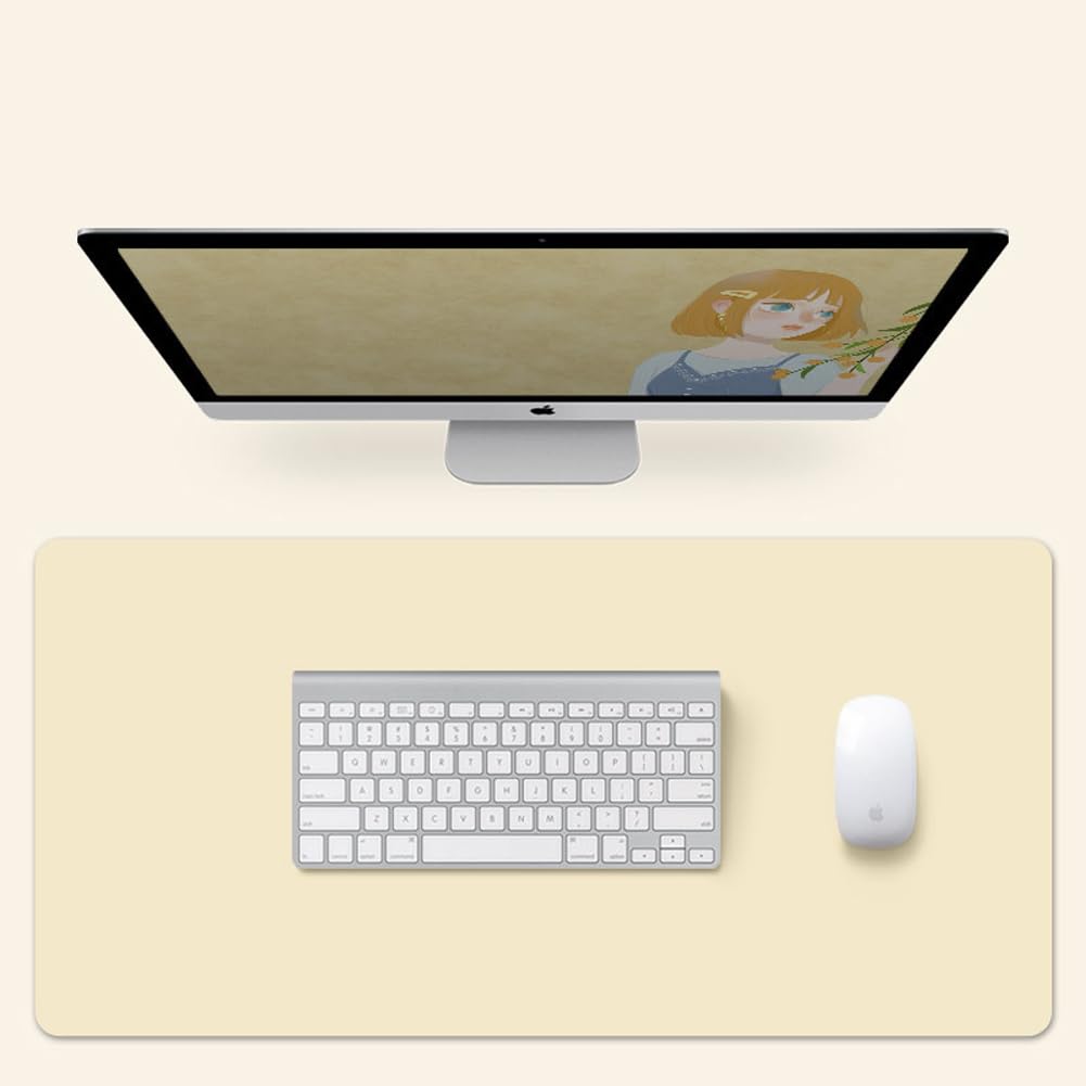 PU Leather Desk Mat Office Waterproof Desk Pad,Non-Slip Laptop Mat Table Mat Desk Writing Pad,Easy Clean Desk Protector for Office Home School (Beige,120x60cm)