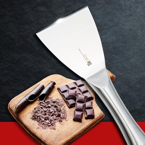 Image of HS 4 Inch Professional Stainless Steel Scraper with Medium Handle | Japanese Grade | Stainless Steel for Home and Commercial Use | SUS420J2