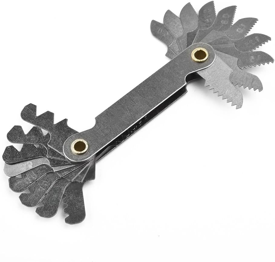 Thread Pitch Cutting Gauge Tool Set, 55° and 60° Metric & Inch Screw Thread Measuring Gauge, Hardened Steel with Rotary Adjustment