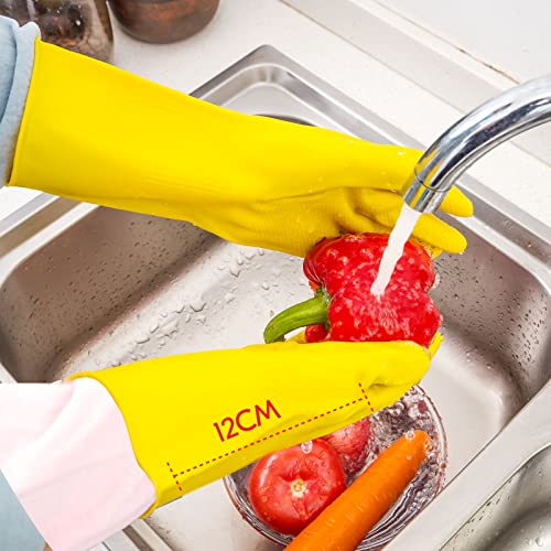 Vgo-1-Pair-Reusable-Household-Gloves-Rubber-Dishwashing-gloves-Extra-Thickness-Long-Sleeves-Kitchen-Cleaning-Working-Painting-Gardening-Pet-Care-Size-XLYellow-HH4601