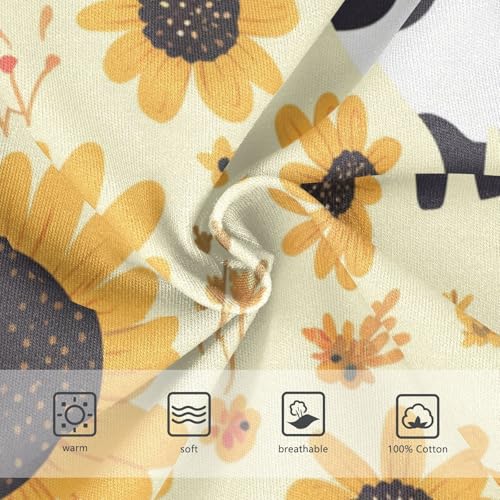 KLL Black White Cow Print Sunflowers Toddler Boys' Soft Underwear Breathable Undies3