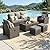 QUYZE Outdoor Patio Furniture Set-6 All-Weather Wicker Outdoor Furniture with Patio Recliner Chairs Adjustable Back Outdoor Patio Conversation Sets for Garden Porch Deck Grey